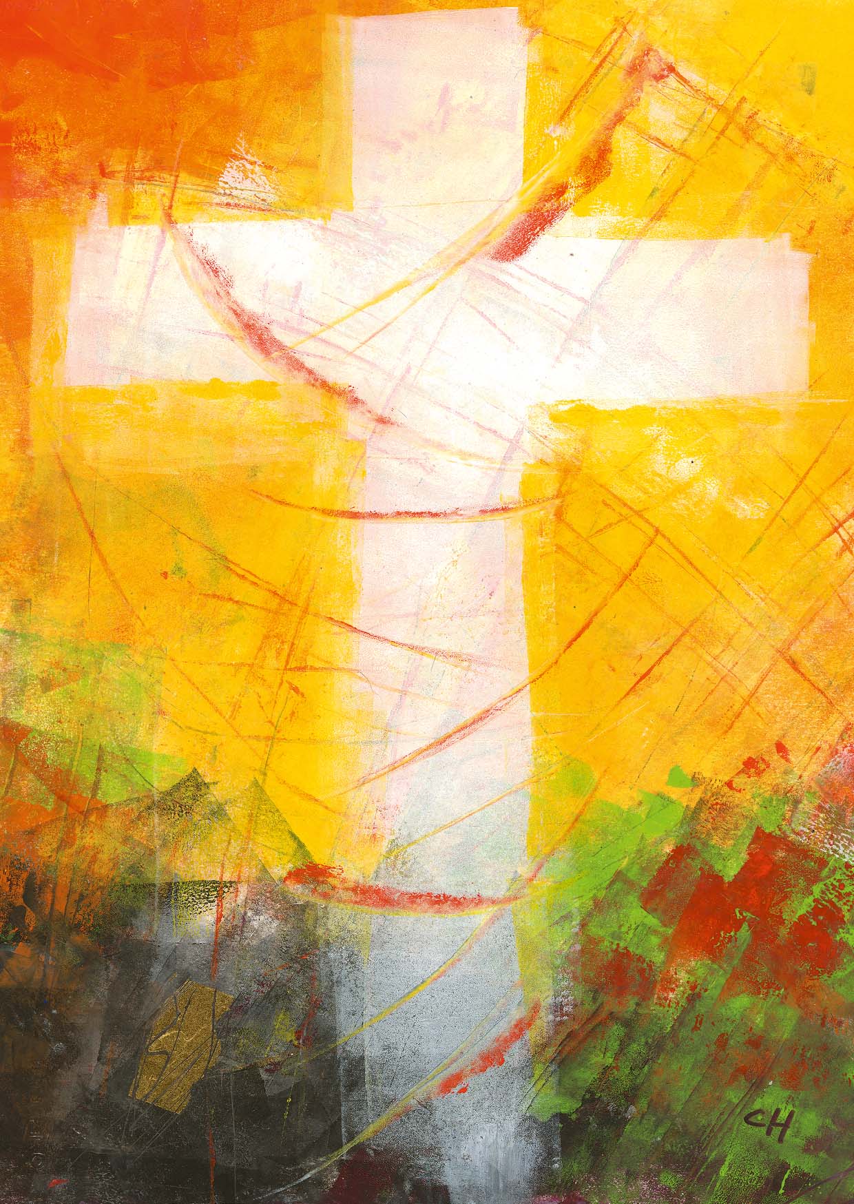 Kunst-Postkarte - Lebenshell erstrahlt das Kreuz
