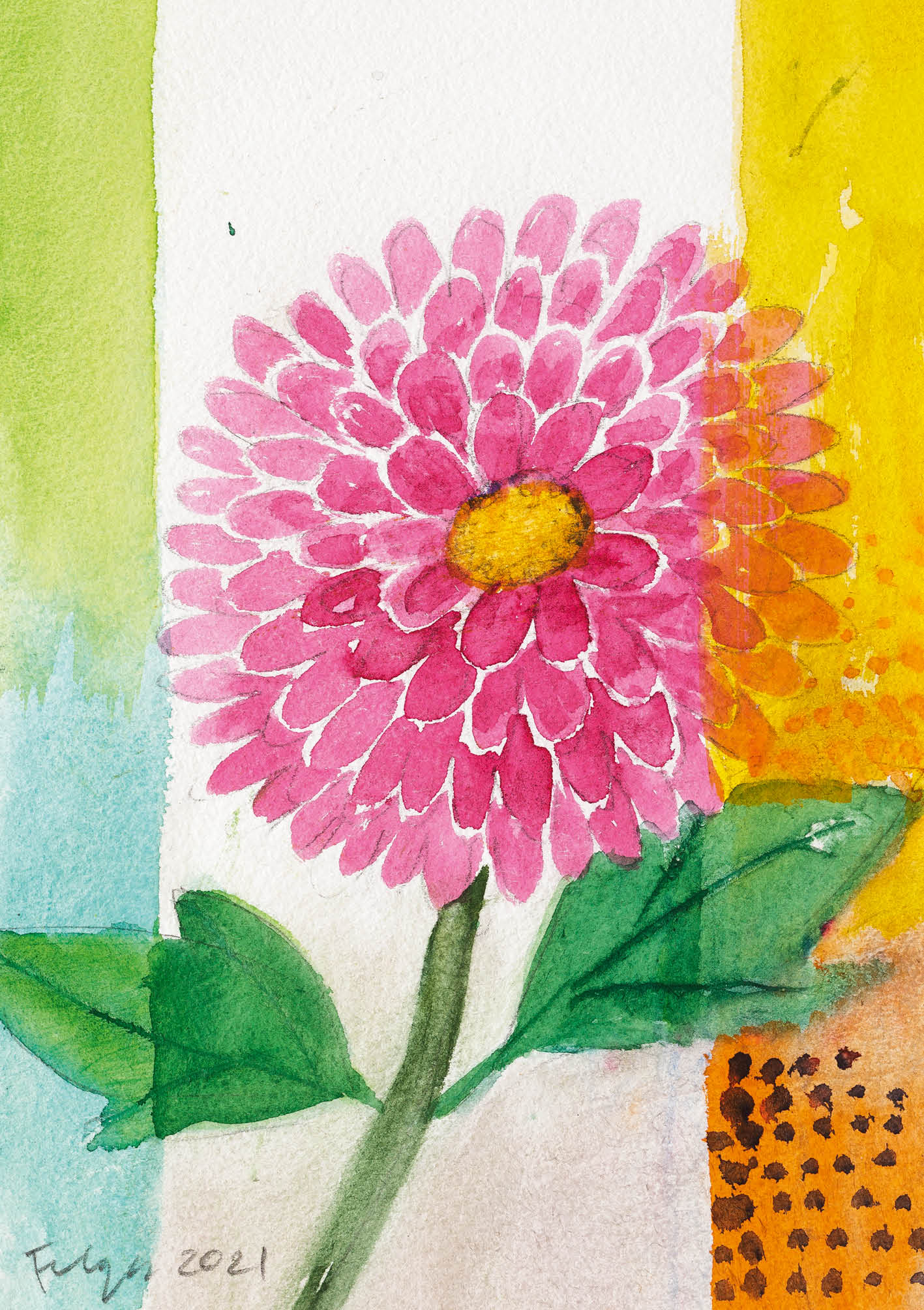 Kunst-Klappkarte - Dahlie