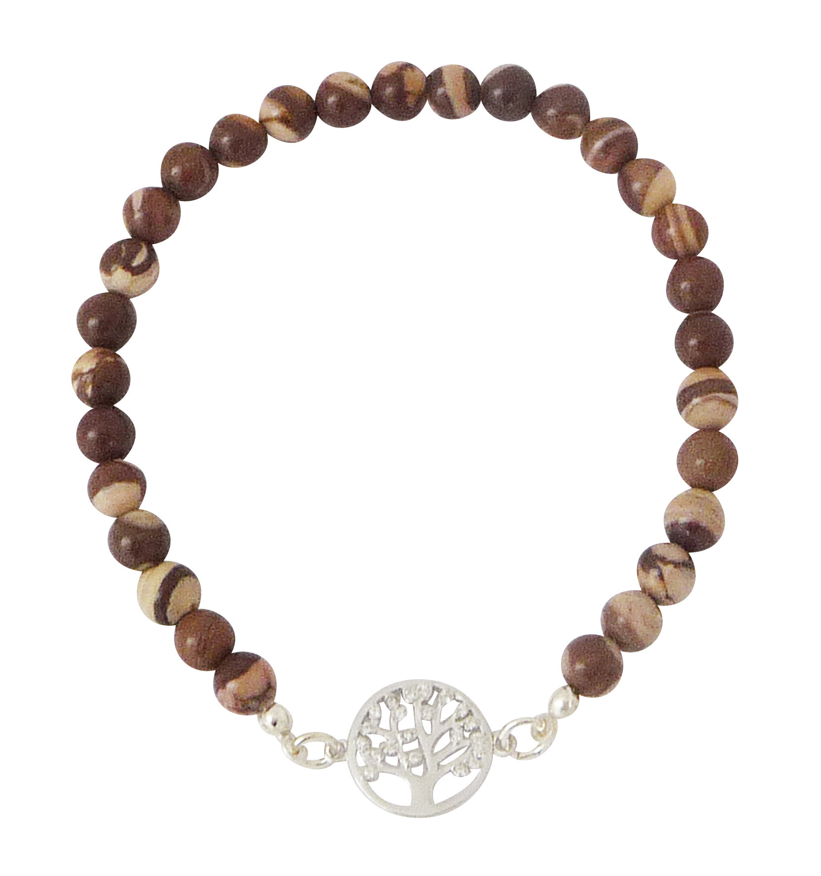 Halb-Edelstein-Armband mit Lebensbaum "Cappuccino-Jaspis" Halb-Edelstein-Armband mit Lebensbaum "Cappuccino-Jaspis"