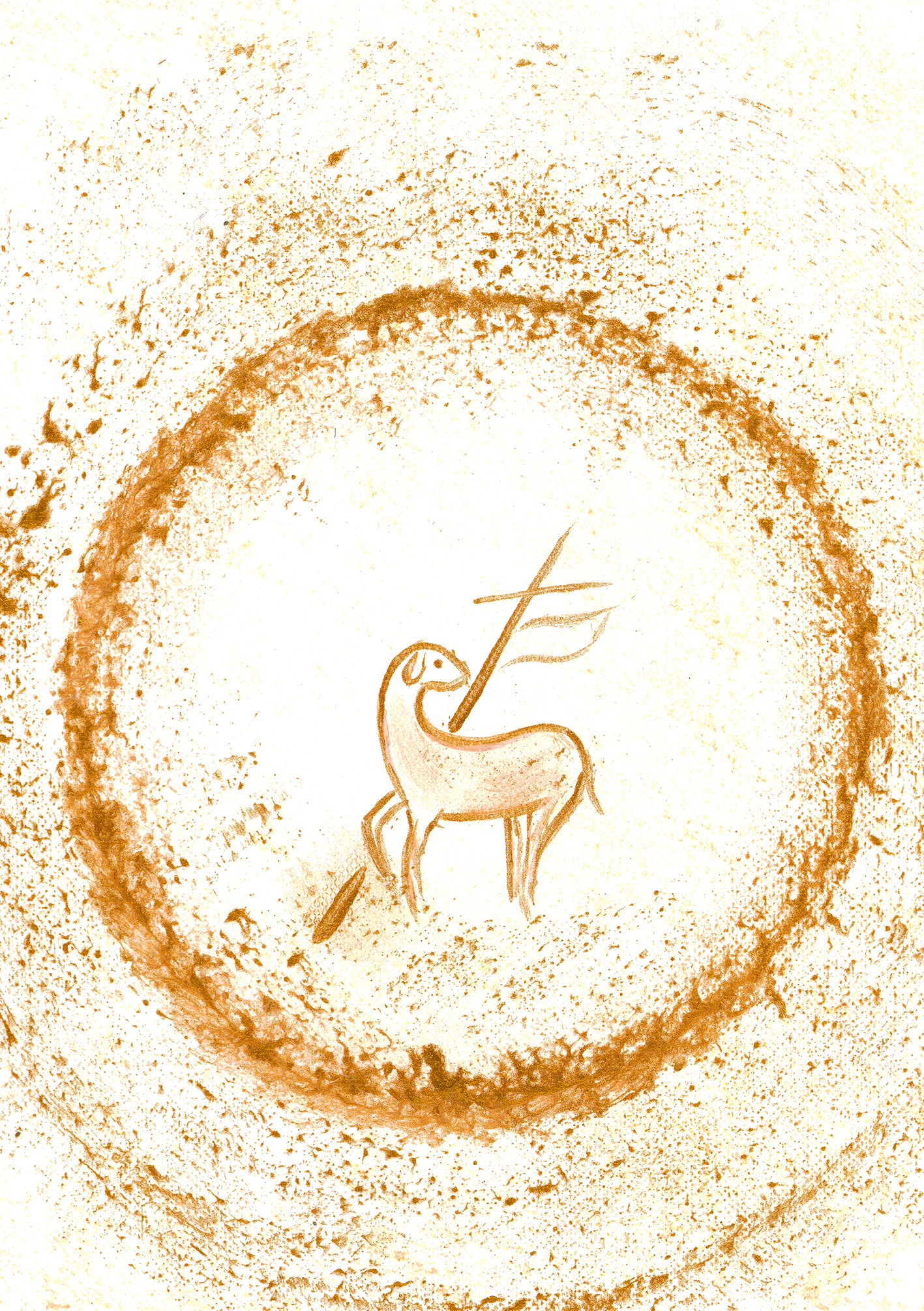 Kunst-Klappkarte - Osterlamm Kunst-Klappkarte - Osterlamm