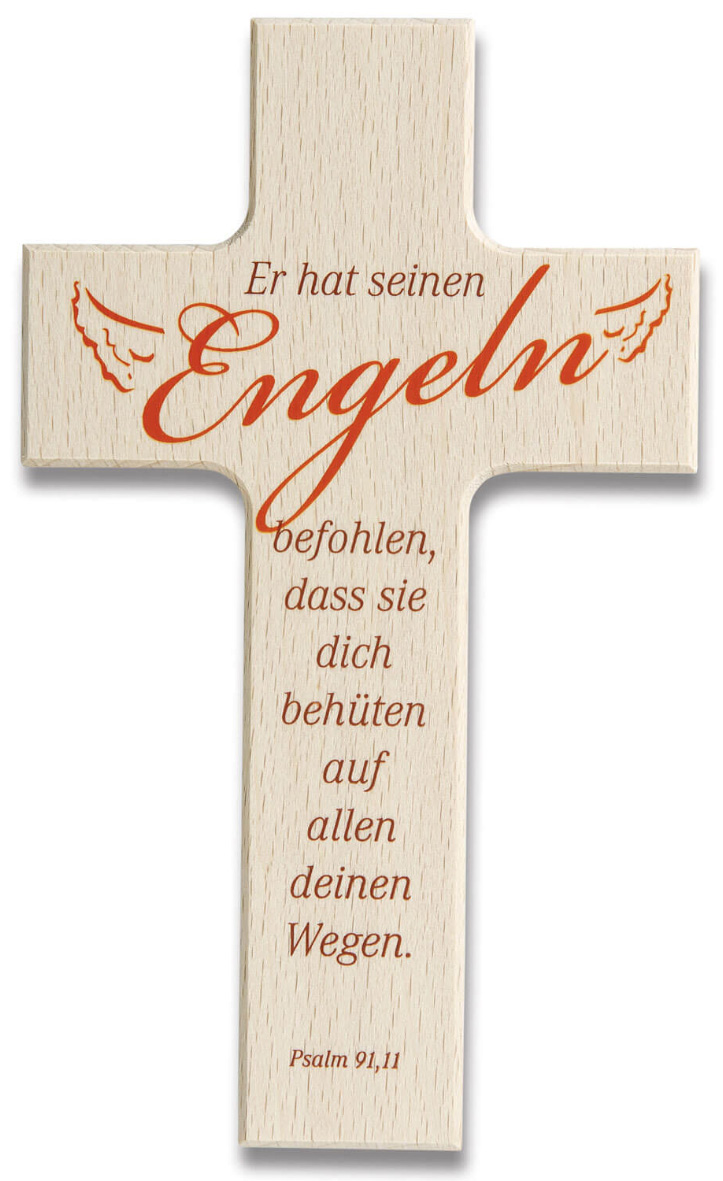 Holzkreuz - Er hat seinen Engeln befohlen Holzkreuz - Er hat seinen Engeln befohlen