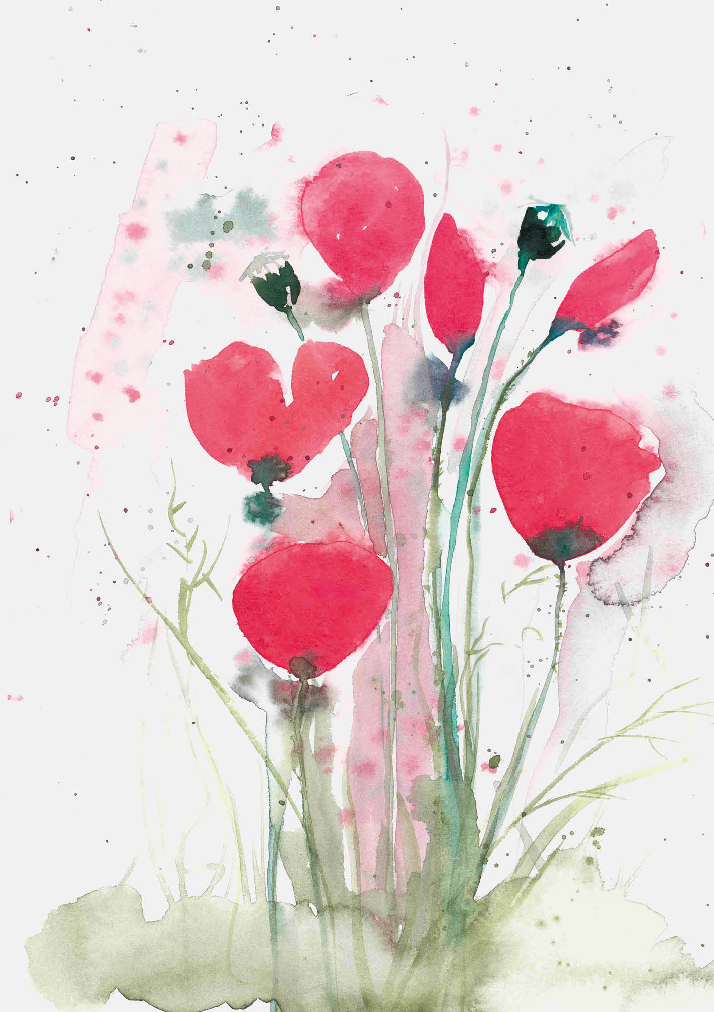 Kunst-Klappkarte - Bunte Blumengrüße