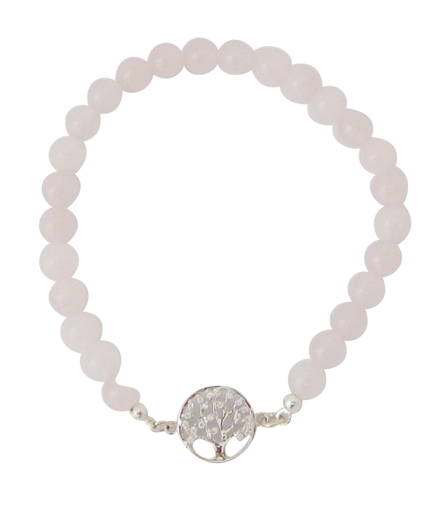 Halb-Edelstein-Armband mit Lebensbaum "Rosenquarz" Halb-Edelstein-Armband mit Lebensbaum "Rosenquarz"