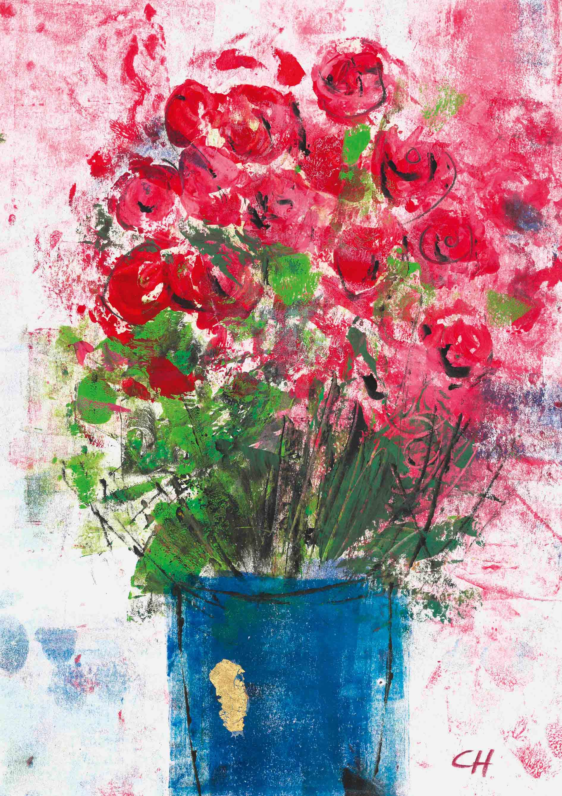 Kunst-Klappkarte - Blumen für das Paar Kunst-Klappkarte - Blumen für das Paar