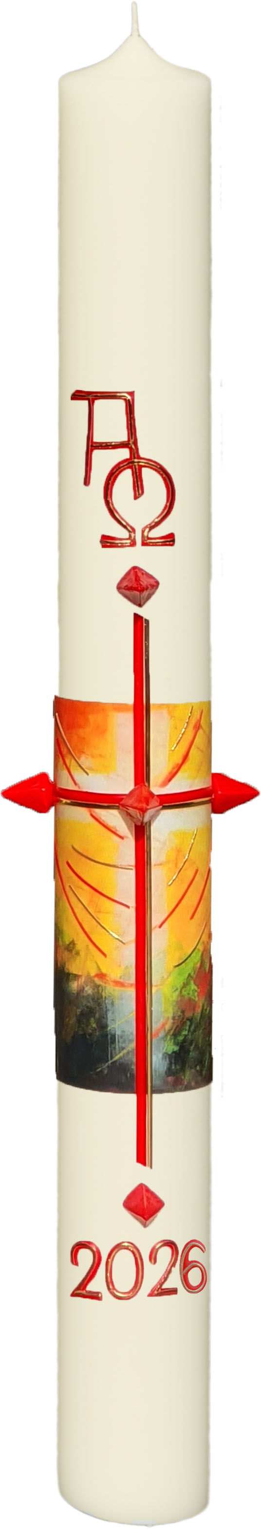 Osterkerze - Lebenshell erstrahlt das Kreuz