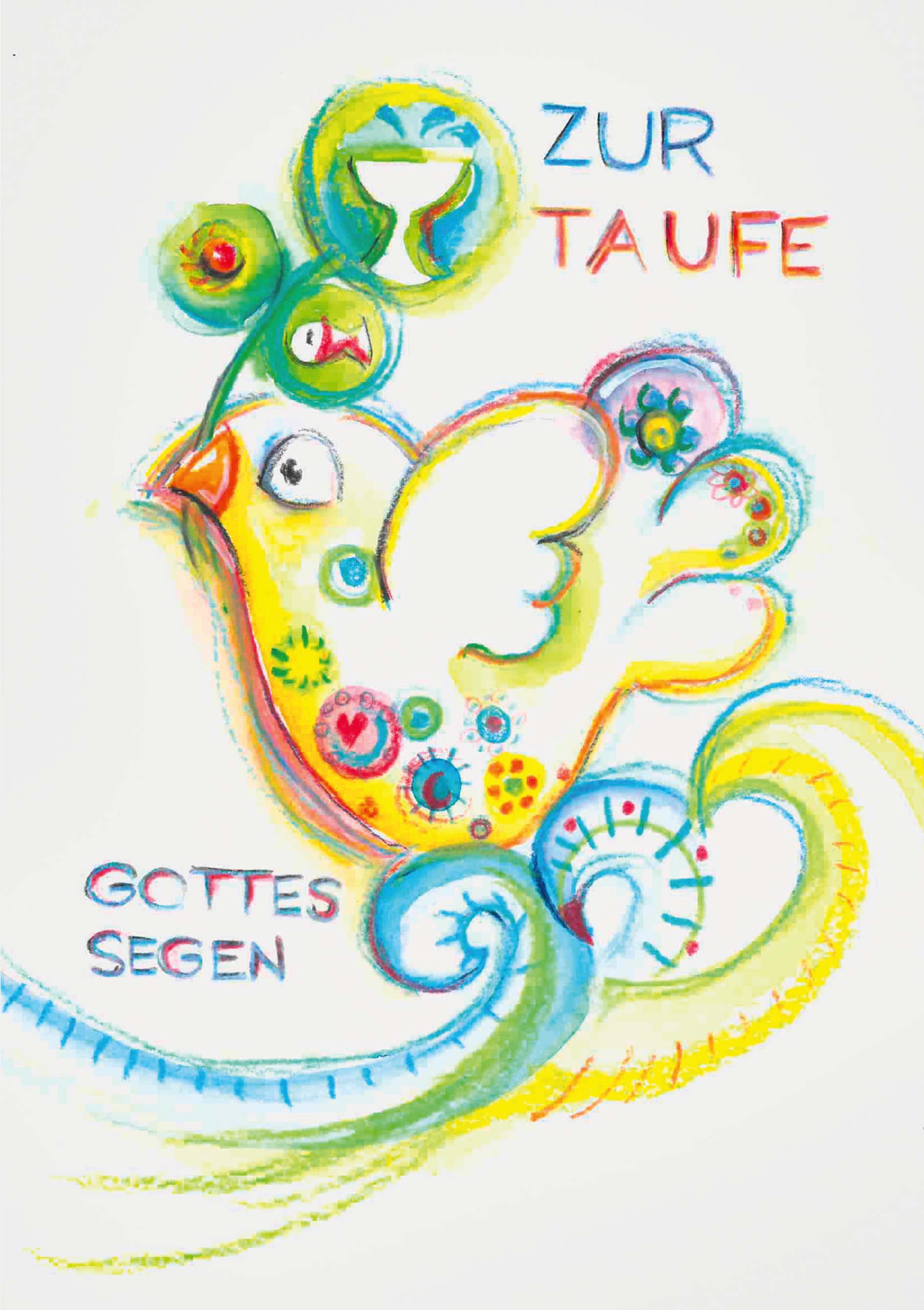 Kunst-Klappkarte - Bunter Segen zur Taufe Kunst-Klappkarte - Bunter Segen zur Taufe