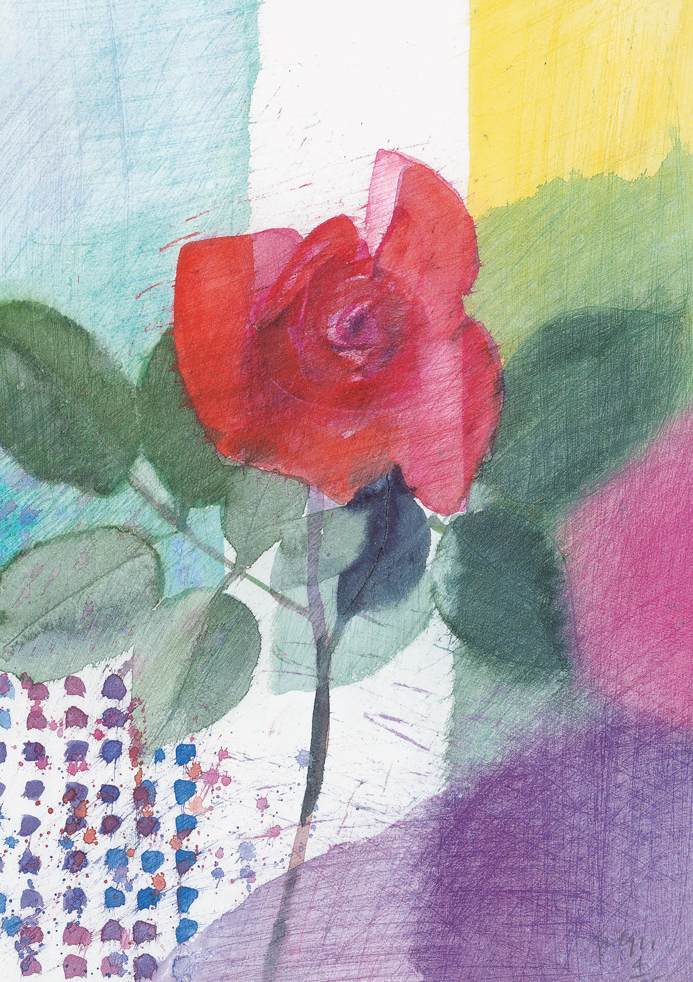 Kunst-Klappkarte - Rose