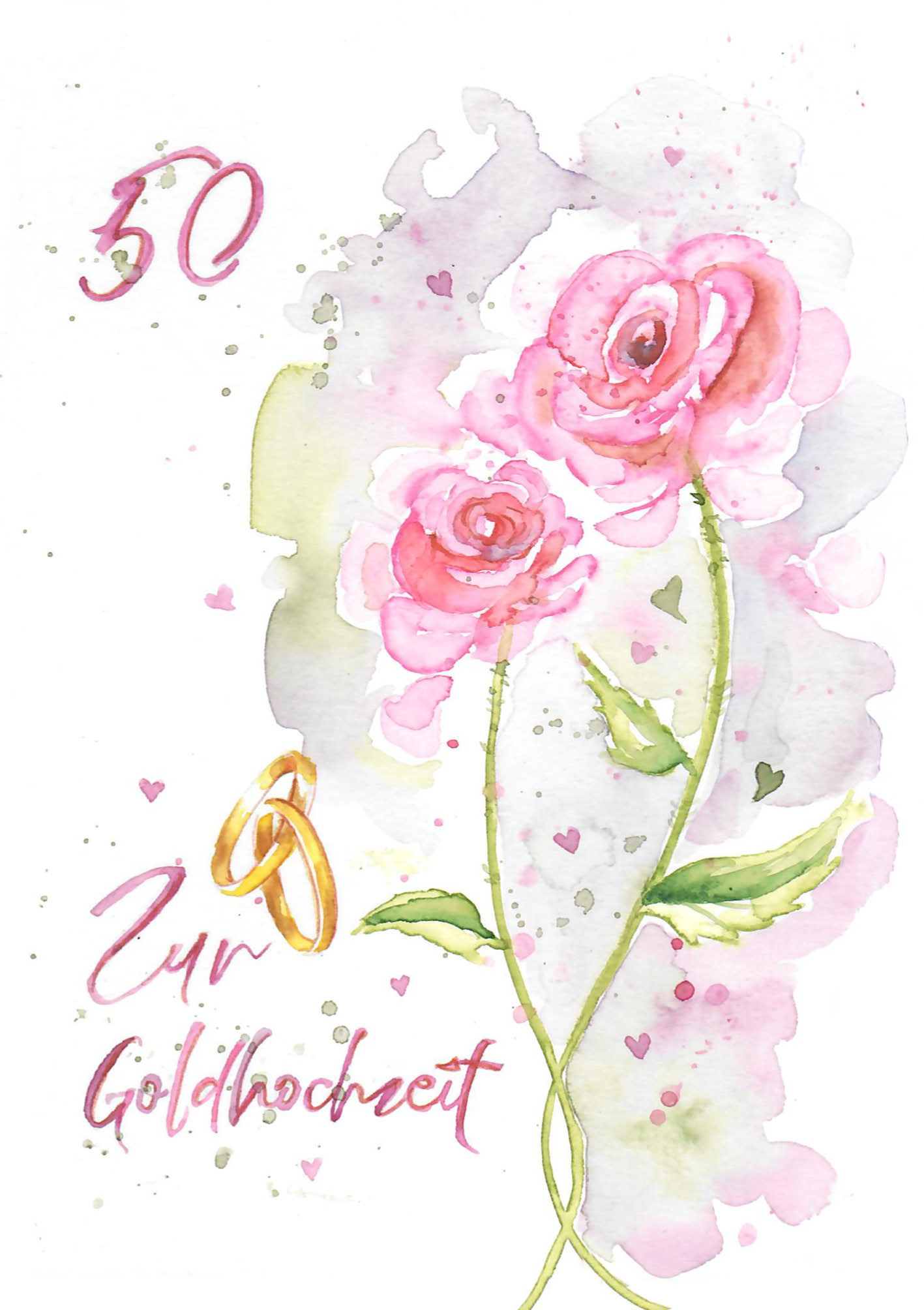 Kunst-Klappkarte - Zarte Grüße zur Goldhochzeit