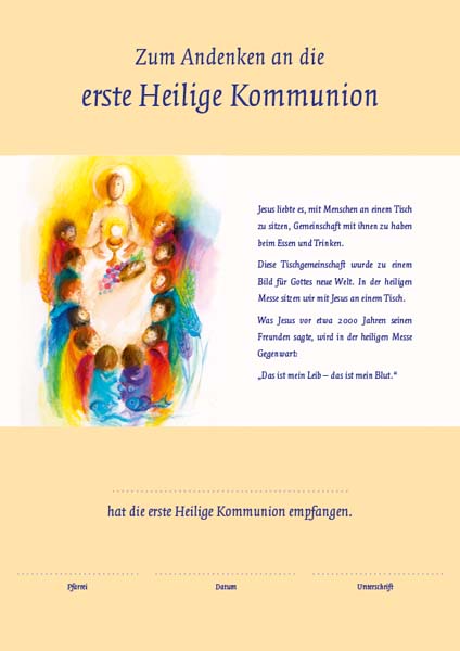 Urkunde zur Erstkommunion Urkunde zur Erstkommunion