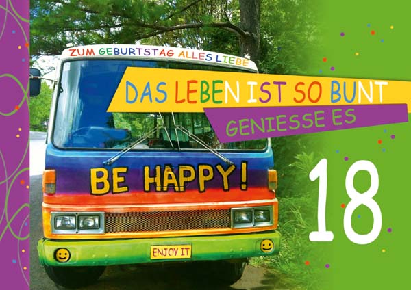 Klappkarte - Runder Geburtstag 18 Jahre