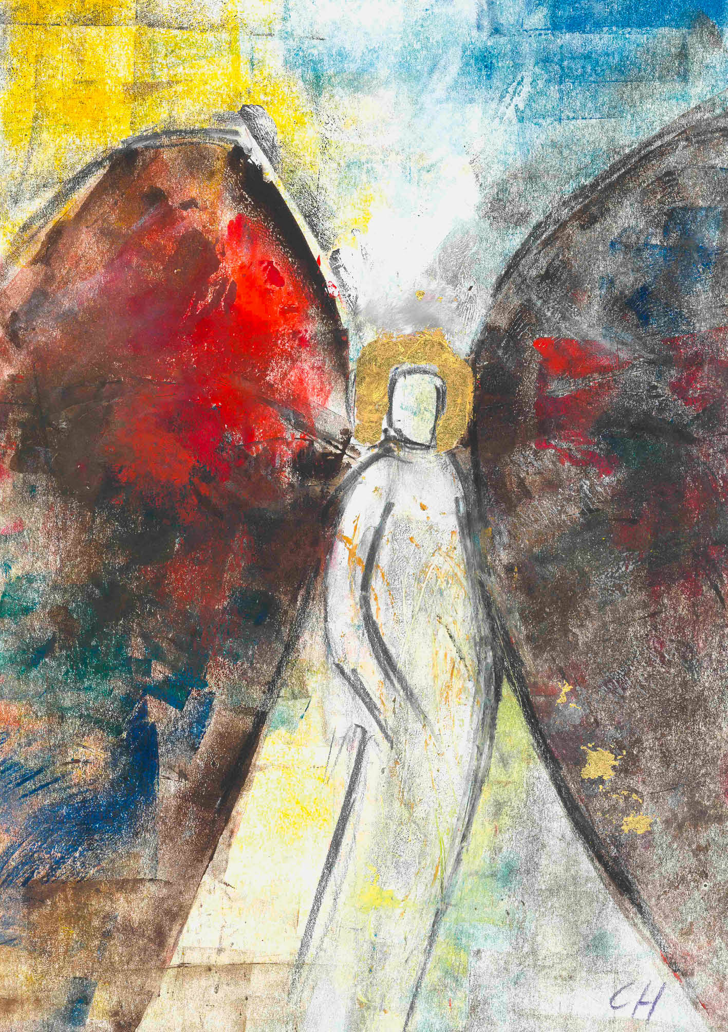 Kunst-Klappkarte - Unter seinen Flügeln