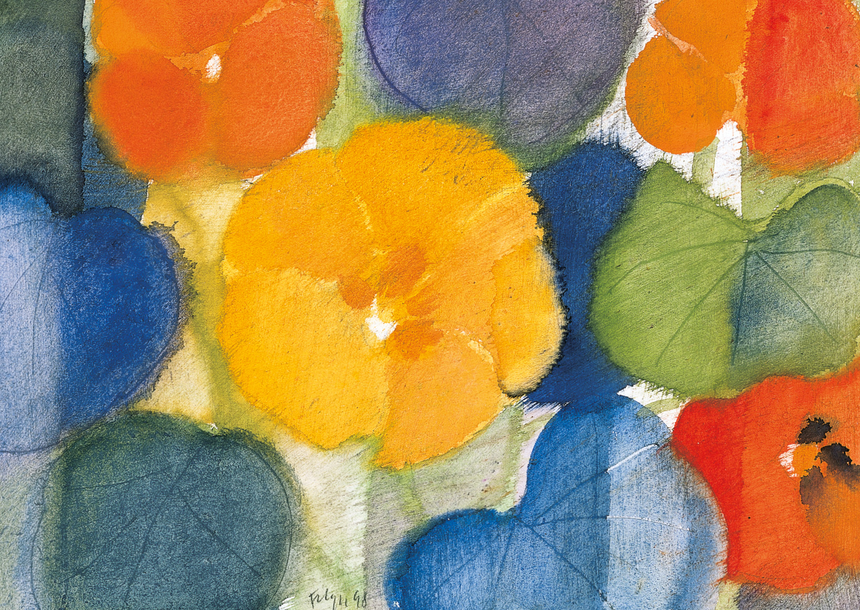 Kunst-Postkarte - Andreas Felger - Kapuzinerkresse