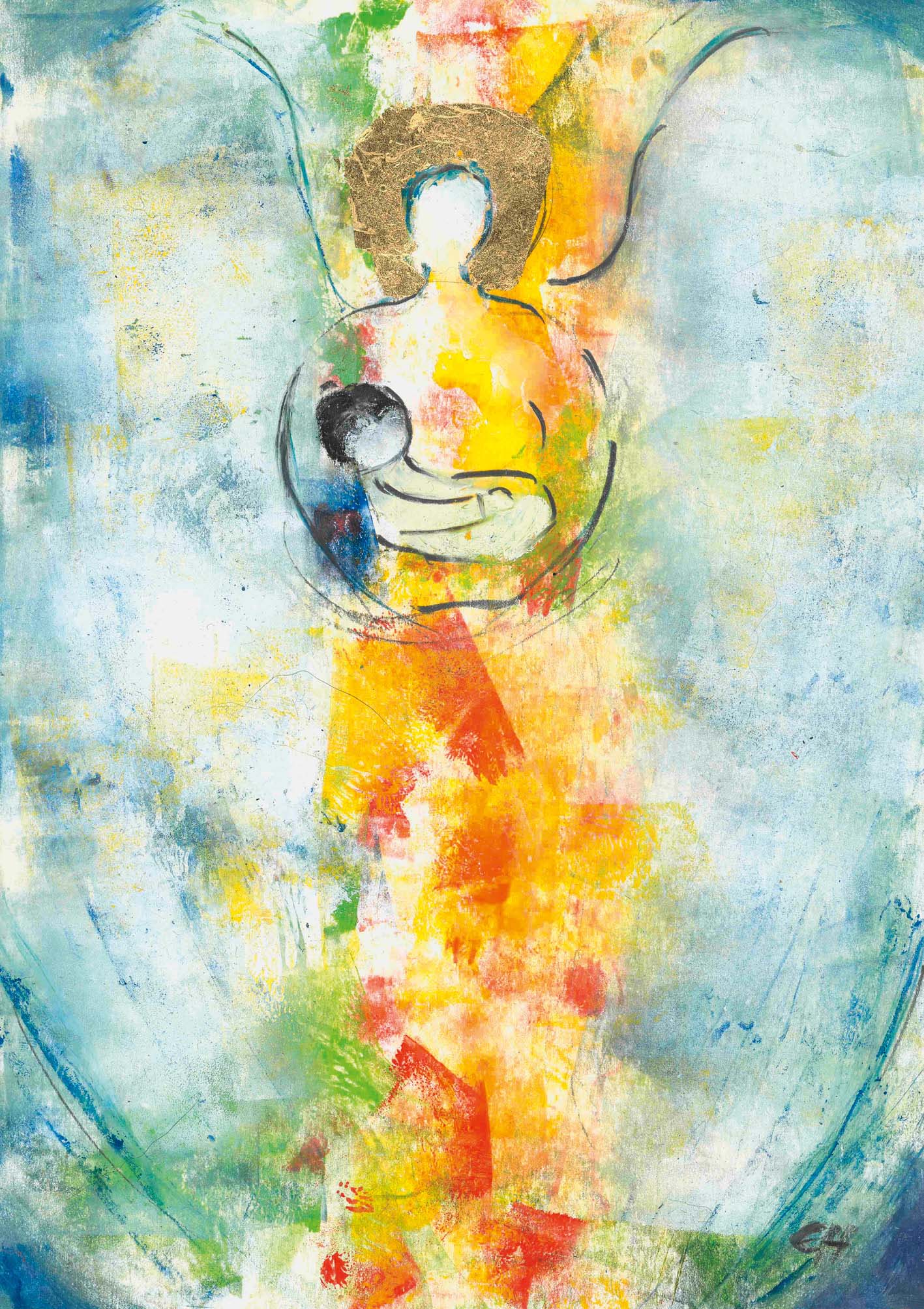 Kunst-Klappkarte - Geborgen in Deinem Schoß Kunst-Klappkarte - Geborgen in Deinem Schoß