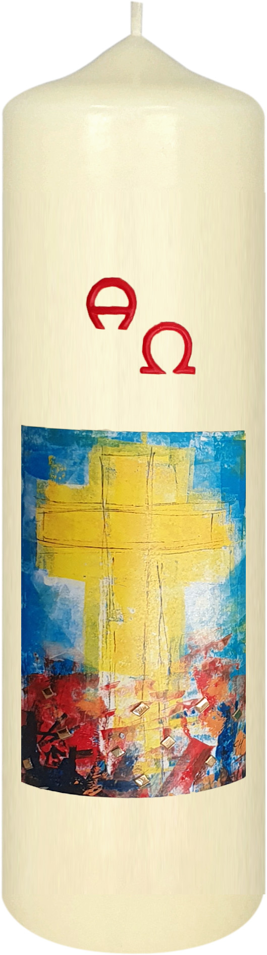 Tisch-/Altarkerze - Das Kreuz im Licht der Auferstehung Tisch-/Altarkerze - Das Kreuz im Licht der Auferstehung