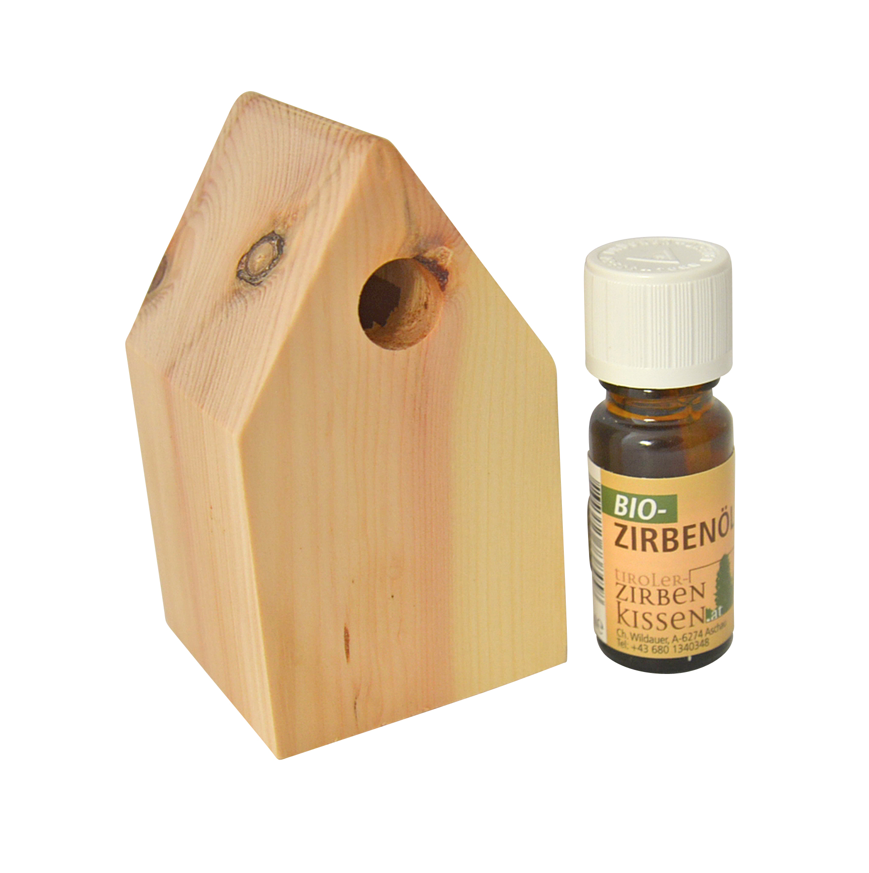 Zirben-Häuschen mit Zirbenöl Zirben-Häuschen mit Zirbenöl
