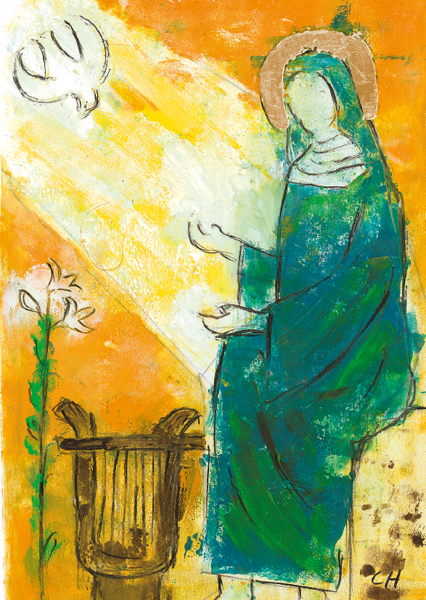 Kunst-Postkarte - Heilige Hildegard von Bingen