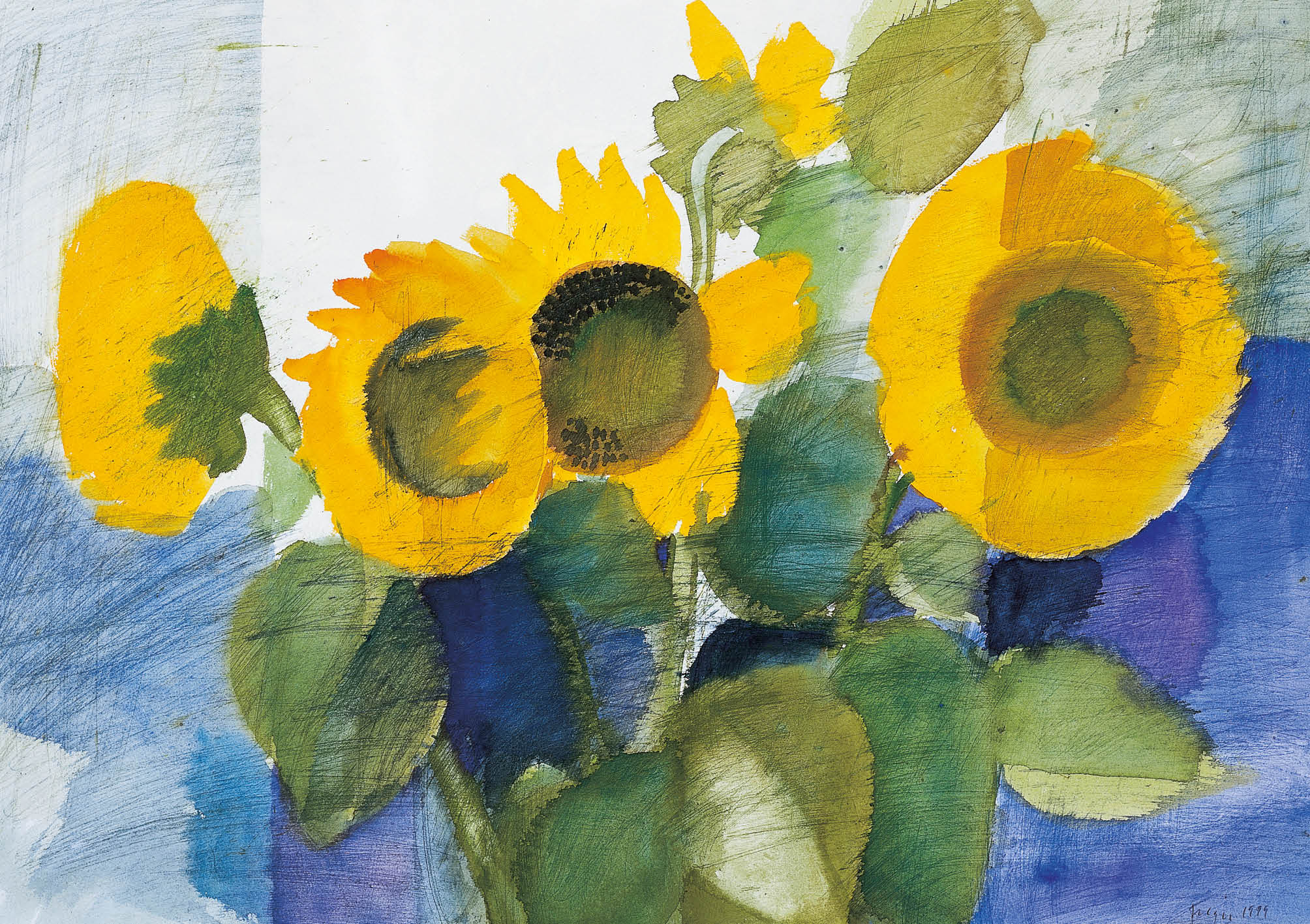 Kunst-Klappkarte - Sonnenblumen