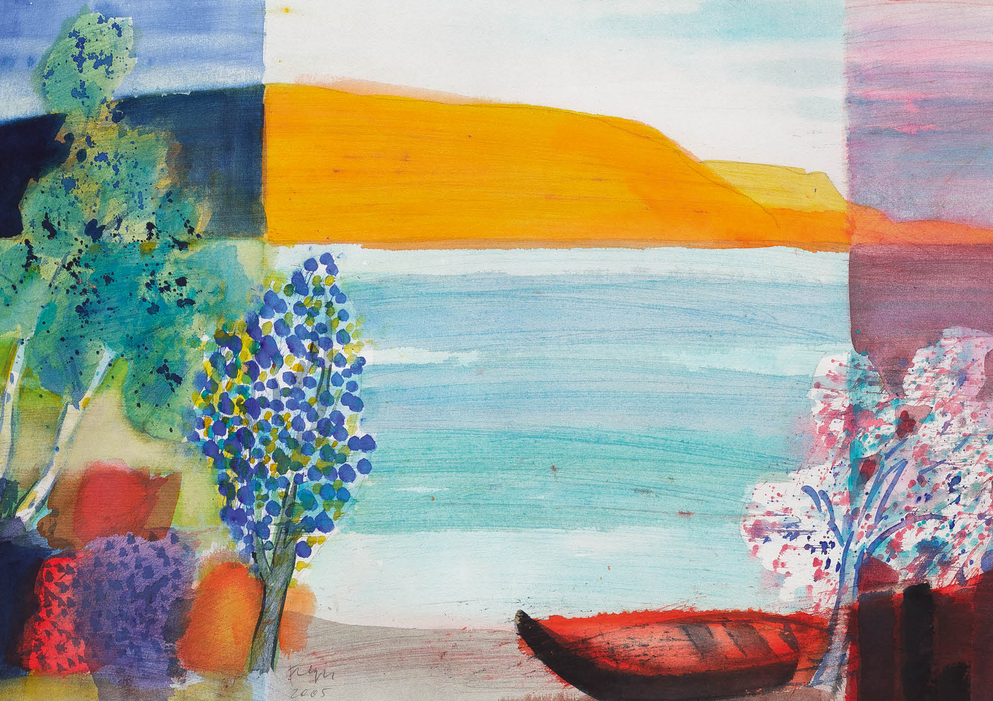 Kunst-Klappkarte - Seeufer