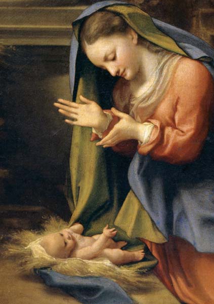 Klappkarte - Maria das Christkind anbetend