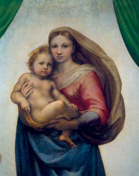 Kunst-Postkarte - Maria mit Kind, Sixtinische Madonna