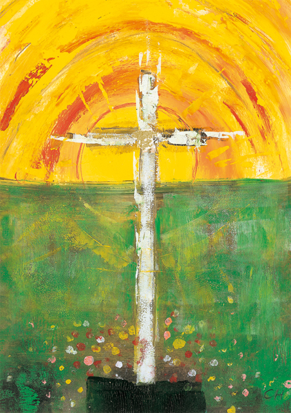 Klappkarte - Kreuz im Sonnenaufgang Klappkarte - Kreuz im Sonnenaufgang