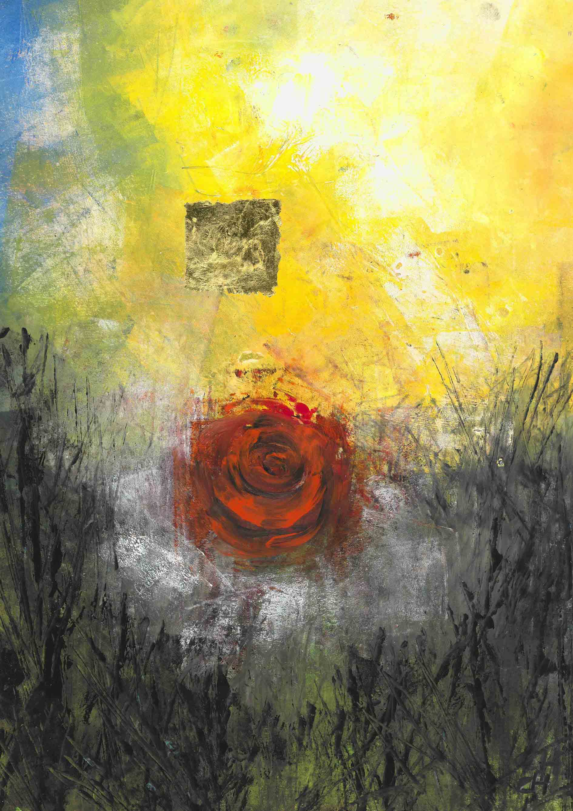 Kunst-Klappkarte - Trost der roten Rose Kunst-Klappkarte - Trost der roten Rose