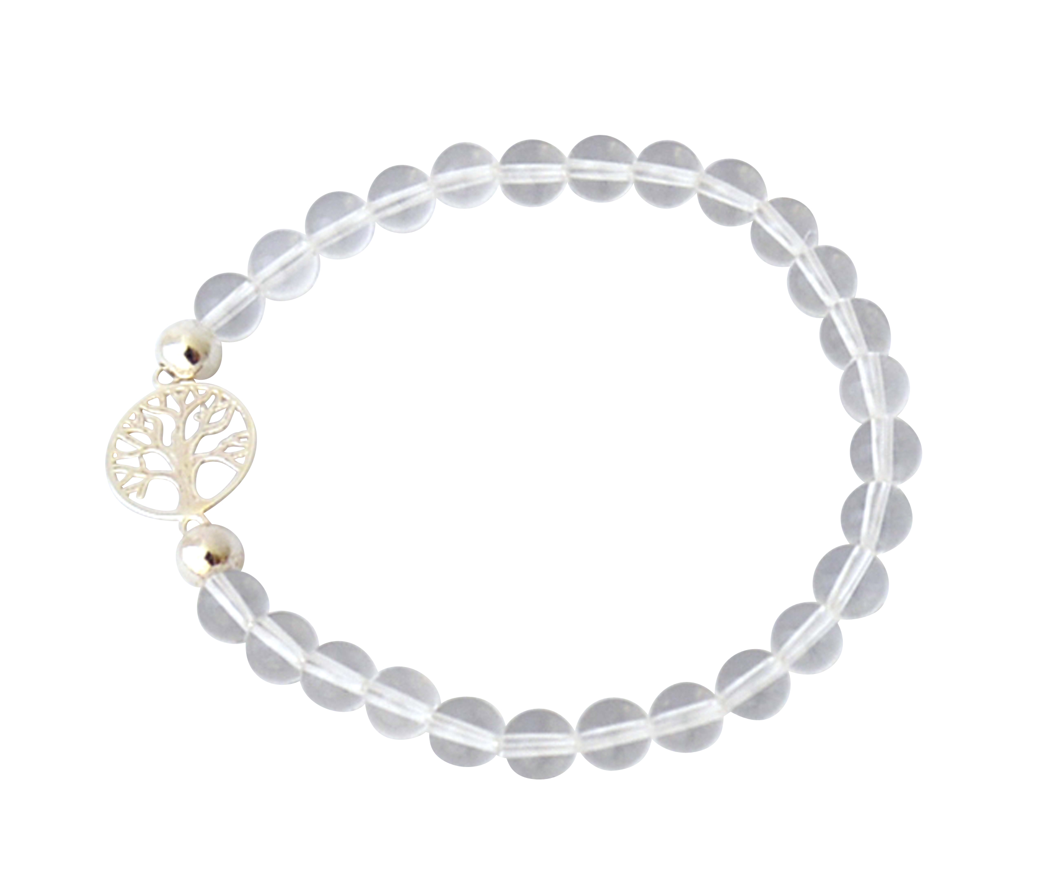 Halb-Edelstein-Armband mit Lebensbaum "Bergkristall" Halb-Edelstein-Armband mit Lebensbaum "Bergkristall"