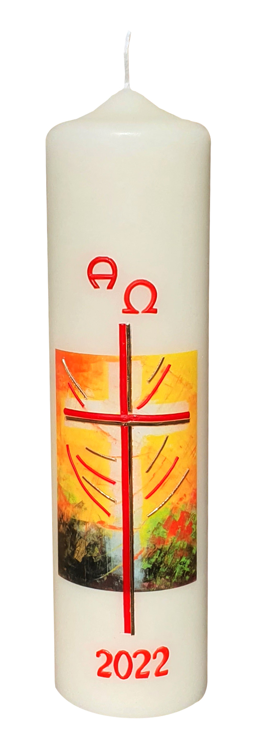  Tisch/Altarkerze - Lebenshell erstrahlt das Kreuz