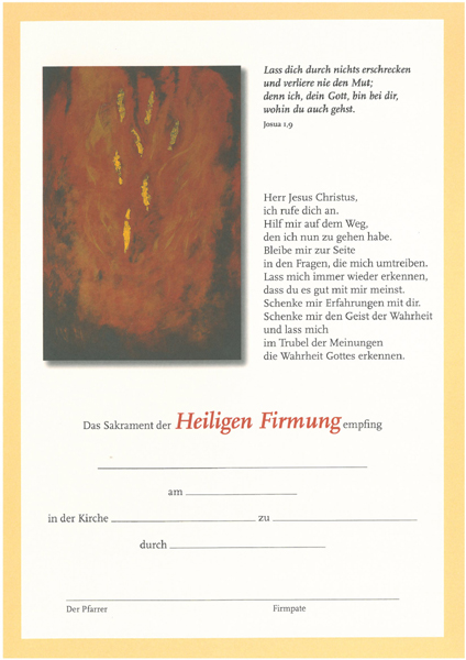 Urkunde zur Firmung Urkunde zur Firmung