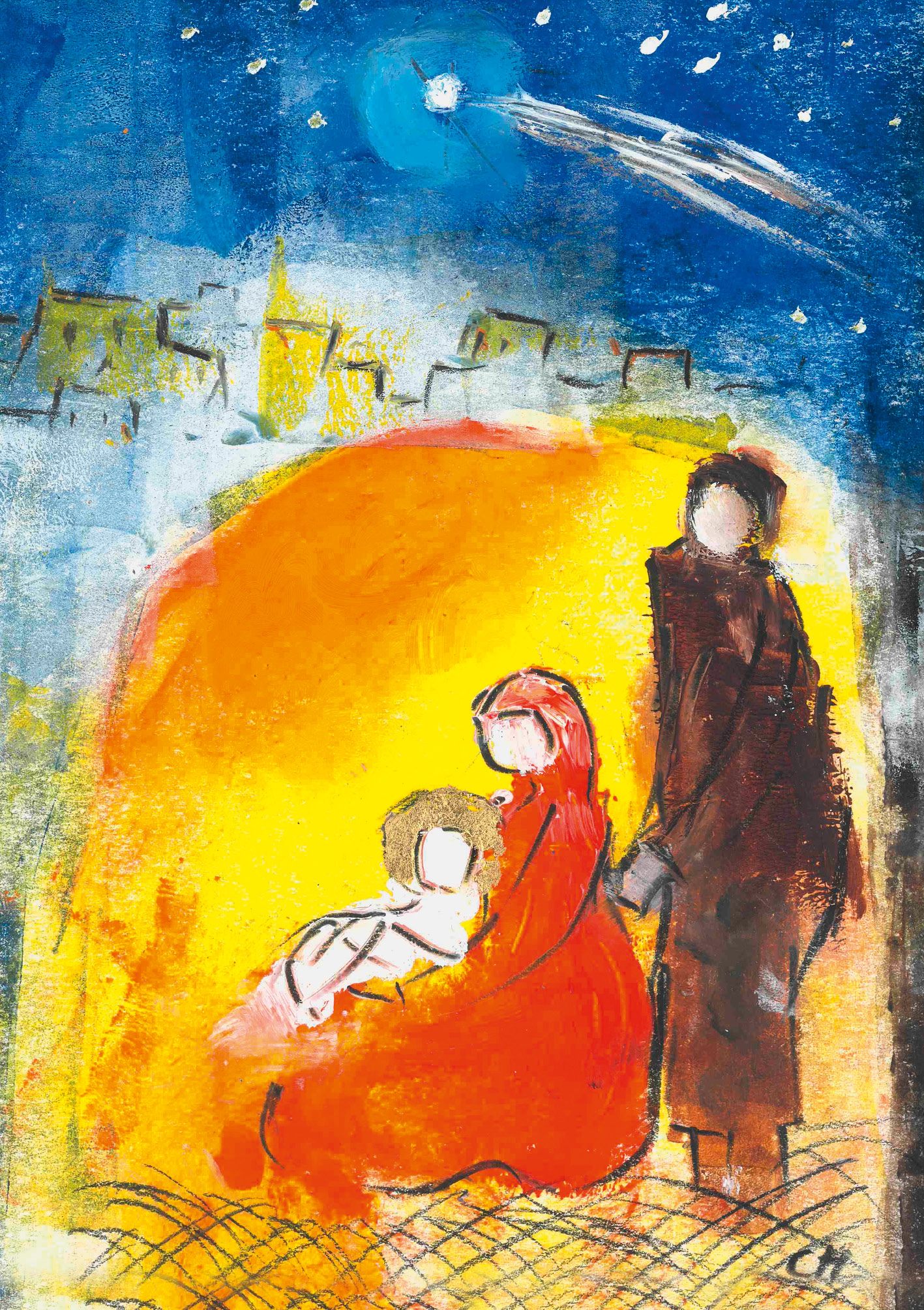 Kunst-Klappkarte - Licht in Bethlehems Stall