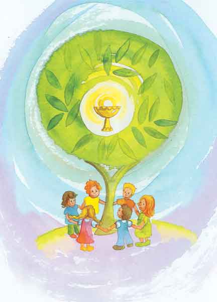 Bildchen - Kinder um den Lebensbaum Bildchen - Kinder um den Lebensbaum