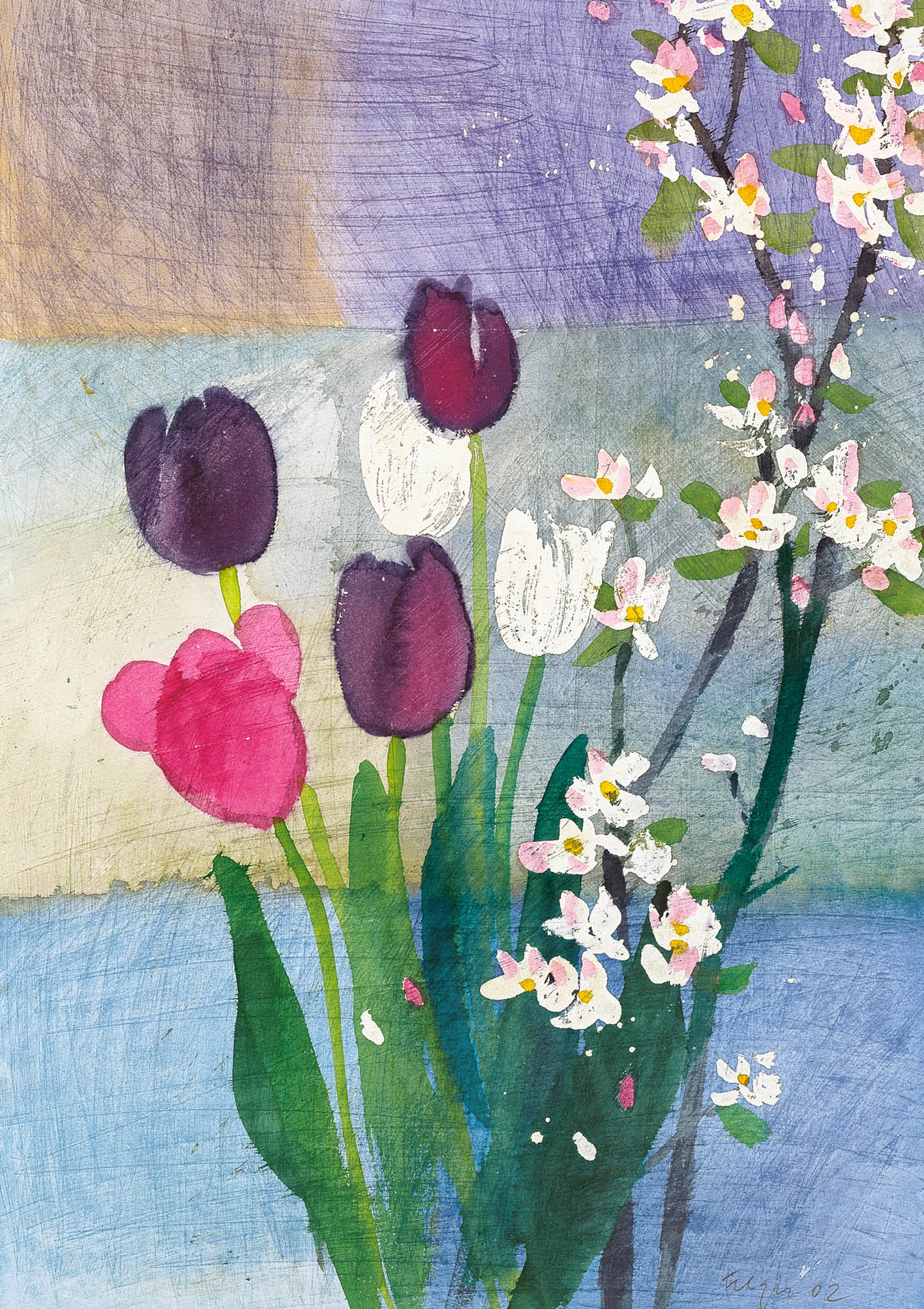 Kunst-Klappkarte - Frühlingsstrauß